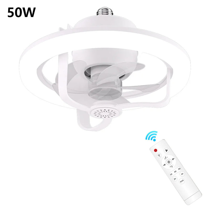 Ventilador E Luminária De Teto Com Rotação 360° Automatica 50w